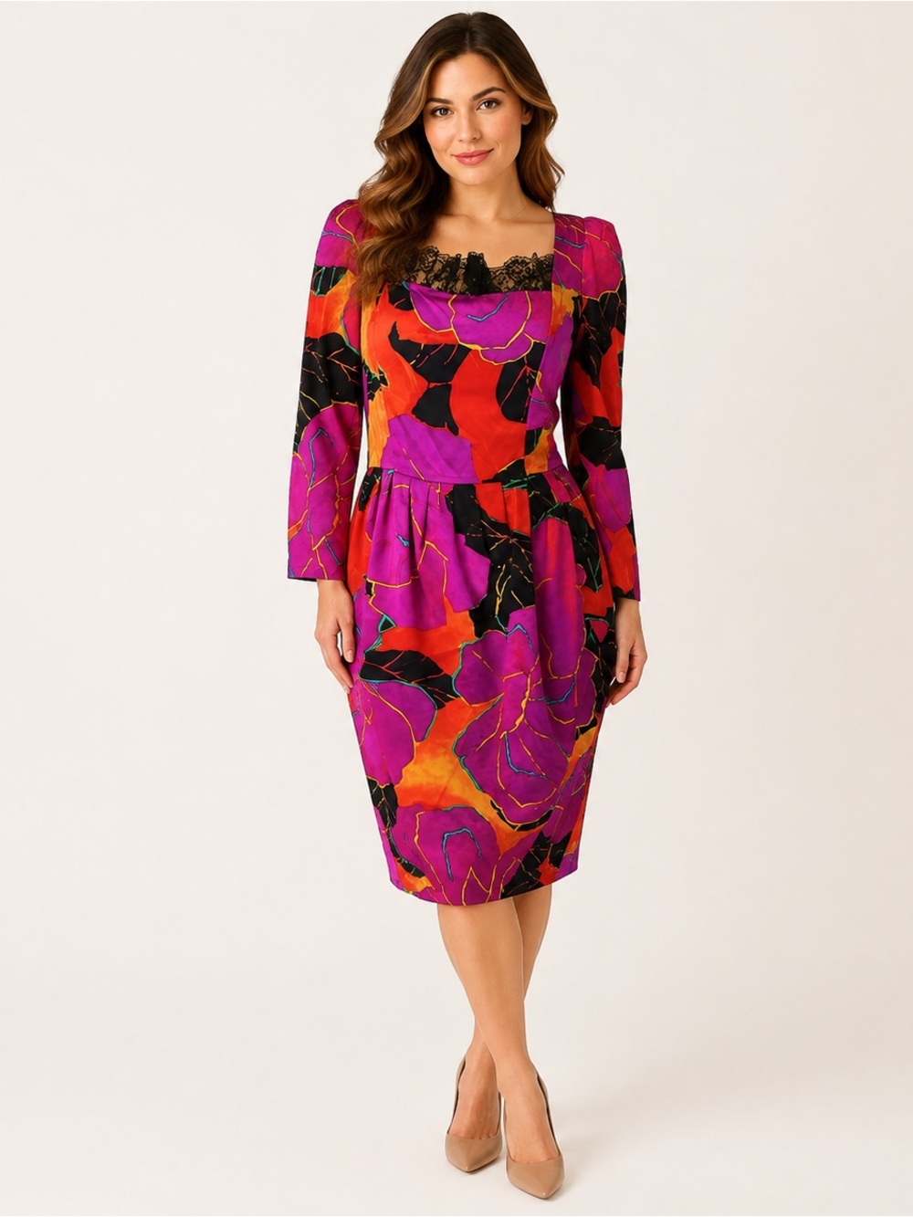 DELLA ROUFOGALI 100% silk abstract dress SZ 12